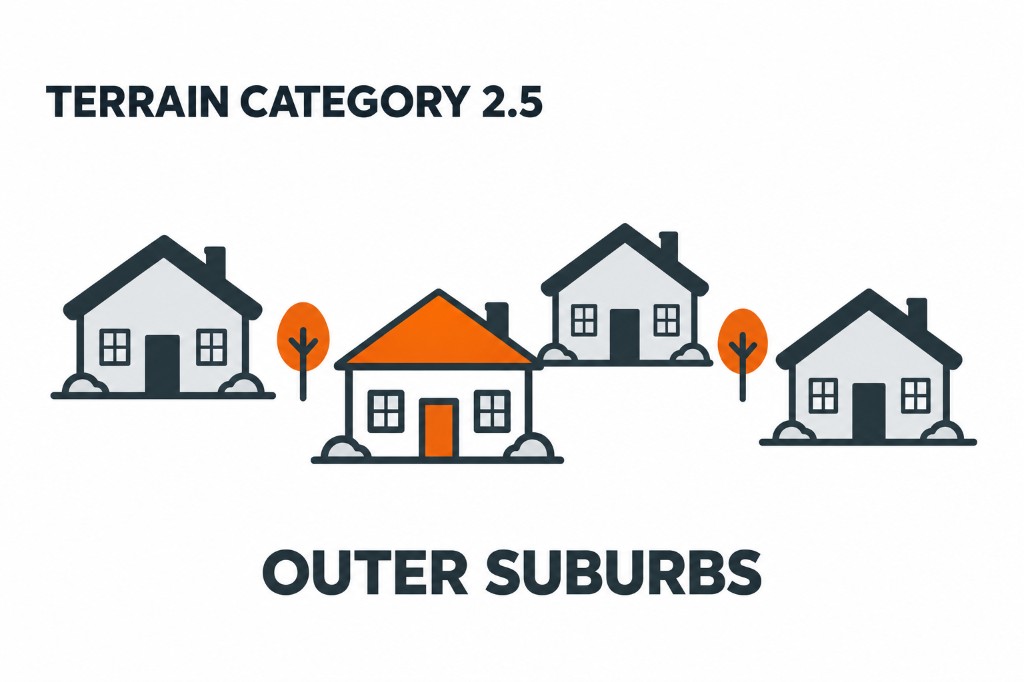Terrain category 2.5 — Outer suburbs