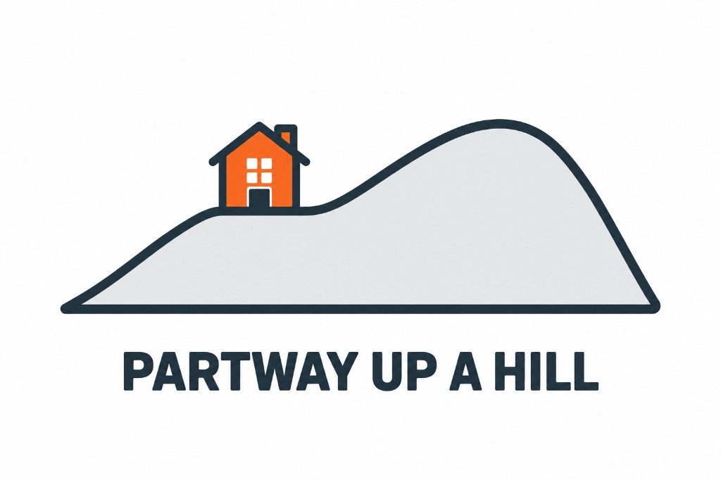 Partway up a hill